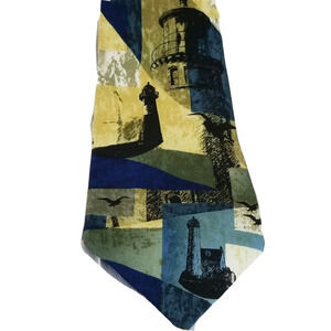 Larson Tie Lighthouse 100% Silk Men's Classic Neck Wear Nautical